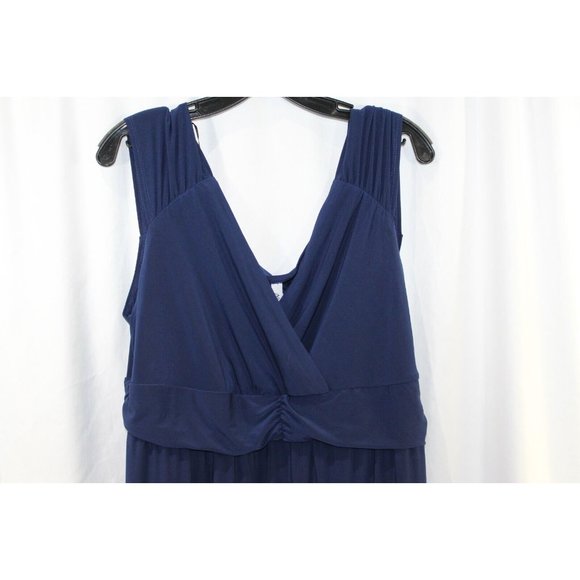 NWT NY Collection Womens Blue Sleeveless Surplice Neckline Maxi Dress 1X - Picture 2 of 5